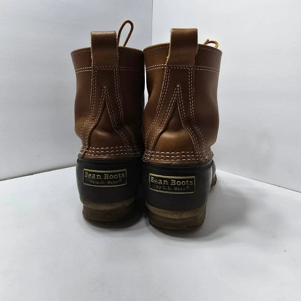 LL Bean Boots Mens 8 M Tan Brown 8 Inch Duck Boots Waterproof Leather Rain Snow